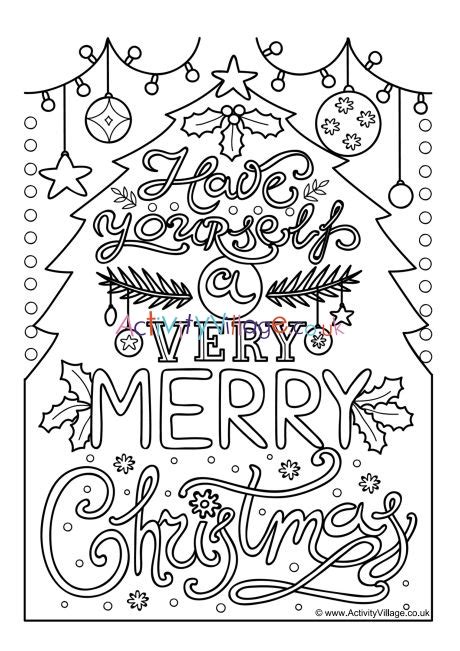 Very Merry Christmas Colouring Page