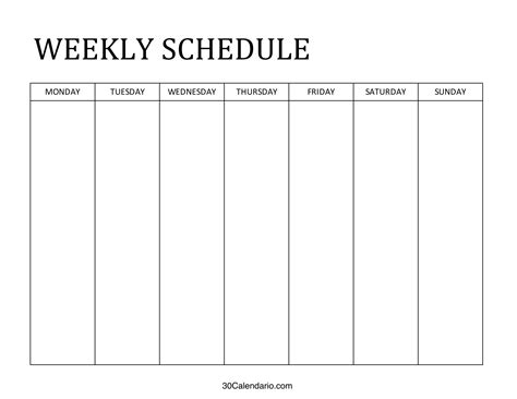 Weekly Planner Template Schedule Templates Templates Printable Free