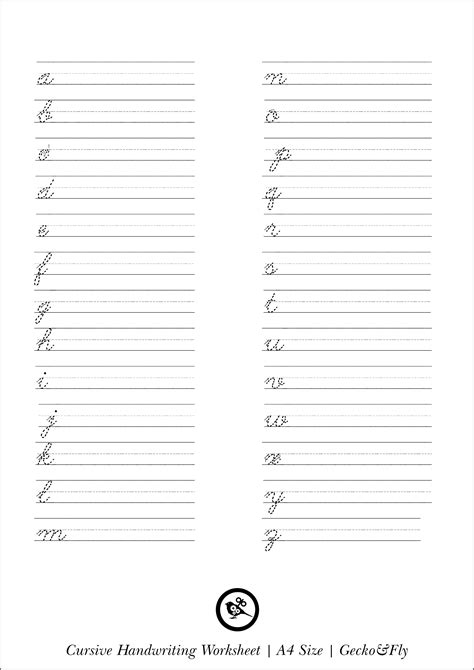 Printable Cursive Handwriting Worksheets For Beautiful Penmanship