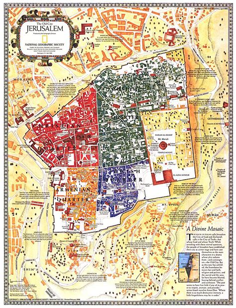 Jerusalem is divided into four quarters: 1996 Jerusalem, the Old City Map in 2020 | National ...