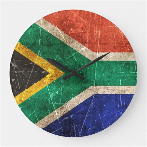 South Africa Scratched Wvintage Aged And Scratched Large Clock Zazzle