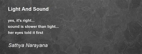 Light And Sound Light And Sound Poem By Sathya Narayana