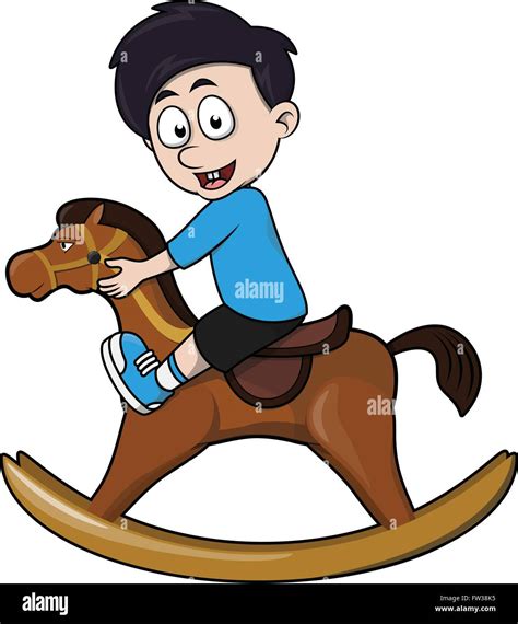 Boy Ride Horse Cartoon Illustration Stock Vector Image And Art Alamy