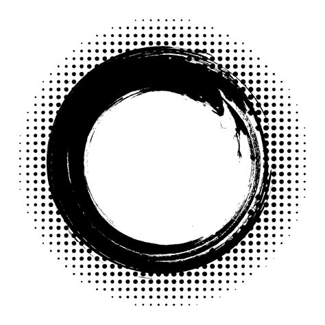Halftone Black Grunge Abstract Circle Dotted Frame Circularly