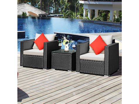 All prices are inclusive of vat. Costway 3 Piece Patio wicker Furniture Set Conversation ...
