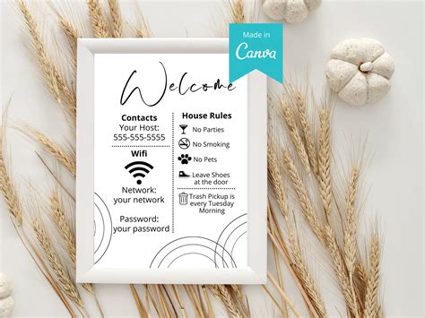 Airbnb Welcome Sign 1 Page Airbnb Welcome Poster Template Etsy