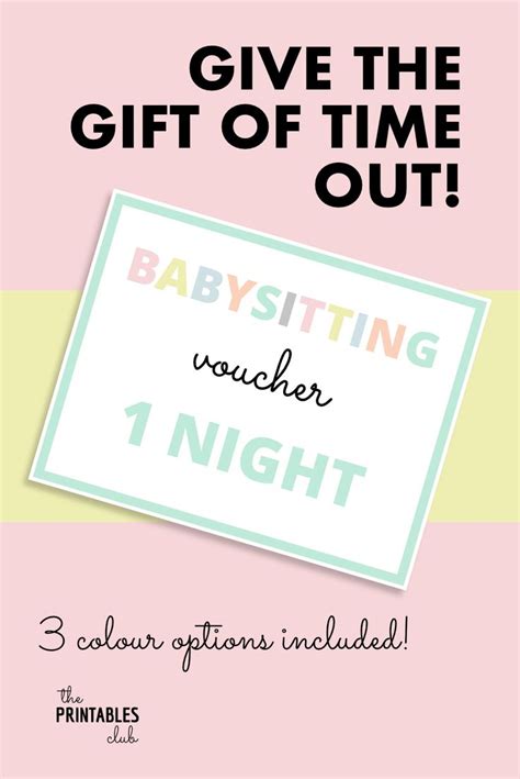 Babysitting gift certificate template creative images. Babysitting voucher, Babysitting gift voucher, Mothers Day Gift, Babysitter voucher, Free ...