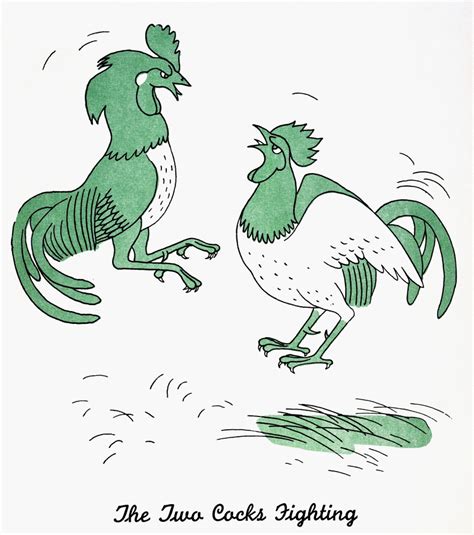 aesop cocks fighting n the two cocks fighting illustration by christopher sanders to an