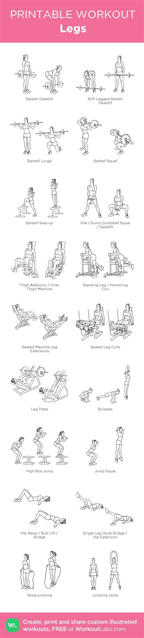 This table shows major muscles and the exercises used to work and strengthen that muscle. Legs: my custom printable workout by @WorkoutLabs # ...