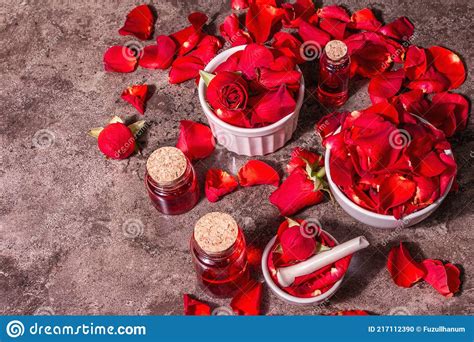 Rosewater With Rose Petals Stock Photo Image Of Aroma 217112390
