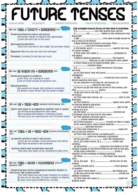 Future Tense Review English Esl Worksheets For Distance Learning And
