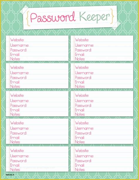 Free Password Keeper Template Printable Of Printable Password Keeper