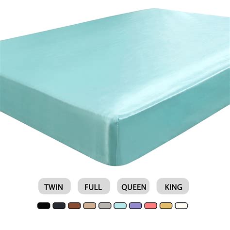 Piccocasa Satin Fitted Sheet With 18 Deep Pocket Luxury Smooth Twin