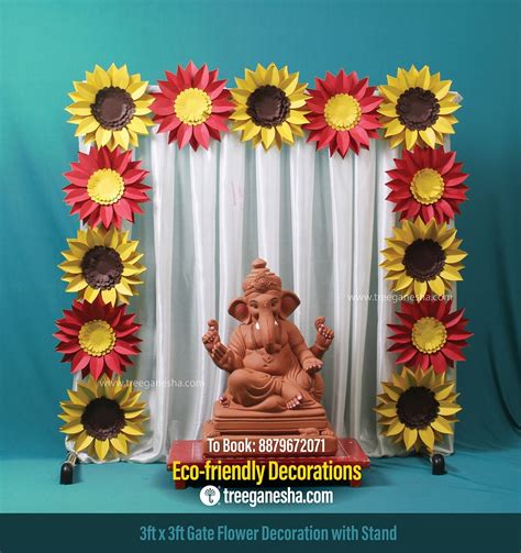 Ganpati Decoration 3x3ft Gate Flowers Eco Friendly Ganpati Decoration