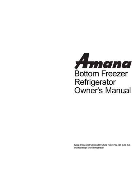 Amana Refrigerator Repair Manual Manualzz