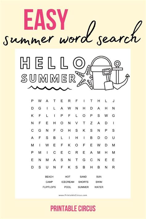 Summer Word Search Puzzles Free Printable Pdfs Printable Circus