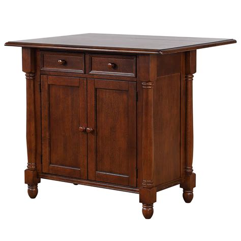 Andrews Kitchen Island With Drop Leaf Chestnut Brown Finish Three Quarter View Leaf Up DLU KI 4222 CT 