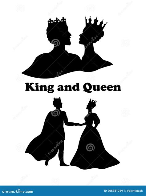 Silhouettes Of A Queen And Consort Against A Crown Background Vector