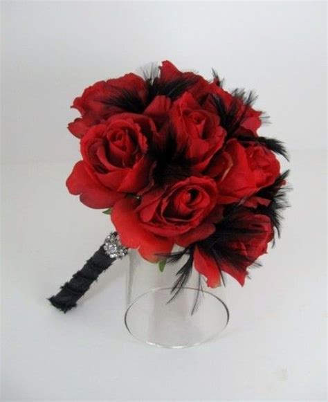 Red And Black Bridesmaid Bouquet Black Bouquet Red Bouquet