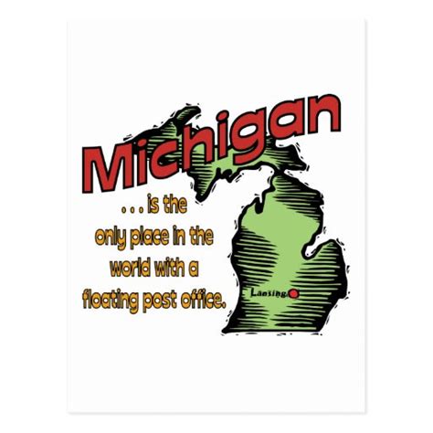 Michigan Motto Worlds Only Floating Post Office Post Card
