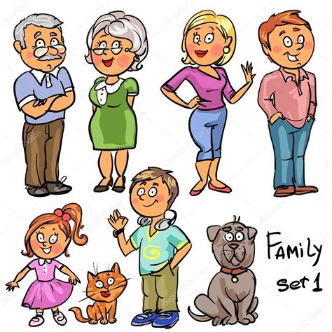La Familia En Dibujo Familia Dibujos Animados Imagen Vector De Stock