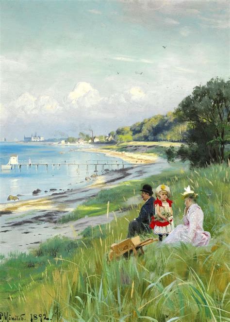 Sold Price Peder Mønsted A Summer Day On The Beach At Hellebæk In