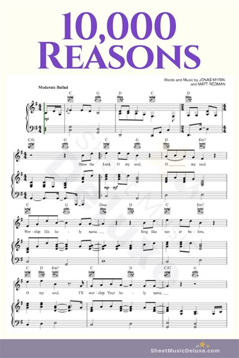 10000 Reasons Piano Vocal And Guitar Sheet Music Praise Songs