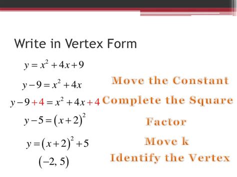How To Convert A Quadratic Equation Into Vertex Form ...