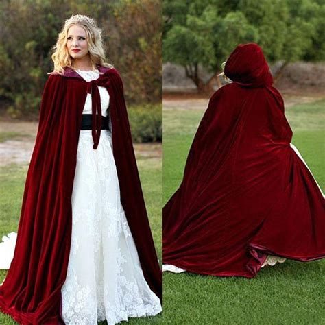 Cheap Hooded Cape Reversible Velvet Cloak Lined With Satin Medieval