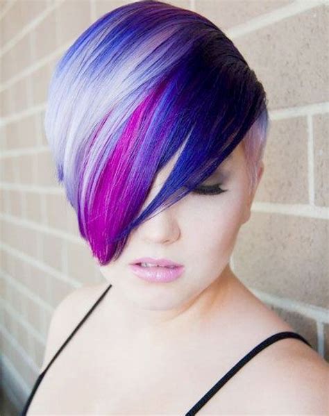 Cute Short Haircuts Purple Short Pixie Haircut With Highlights Of