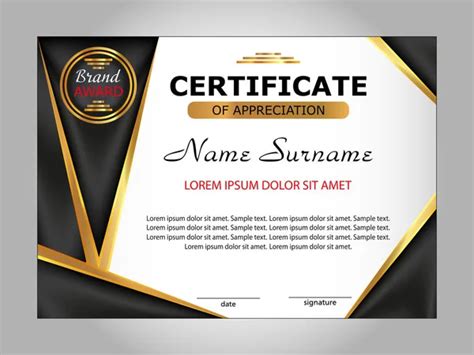 Certificate Of Appreciation Diploma Reward Award Winner Vector ⬇