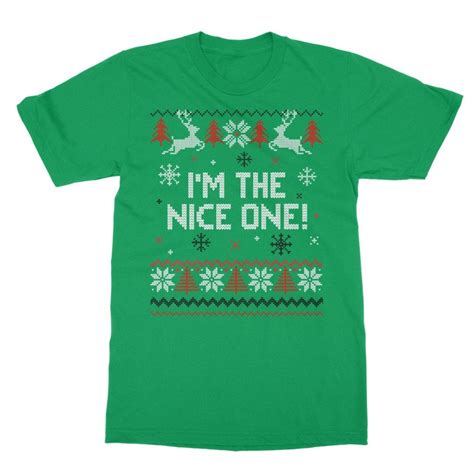 naughty and nice matching ugly christmas shirts red green his and hers stirtshirt