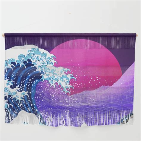 Synthwave Space The Great Wave Off Kanagawa 2 Wall Hanging By Alexair