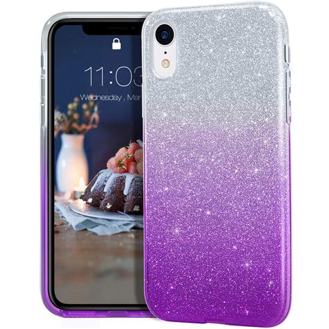 Mateprox Iphone Xr Case Clear Crystal Shiny Glitter Sparkly Bling Cute