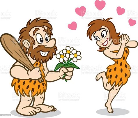 Caveman And Woman In Love Stock Illustration Download Image Now