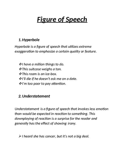 Figure Of Speech Hyperbole Hyperbole Is A Figure Of Speech That