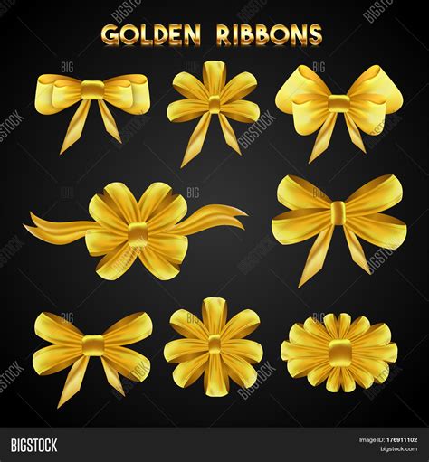 Set Golden Ribbons Image And Photo Free Trial Bigstock