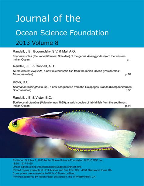 Journal Of The Ocean Science Foundation