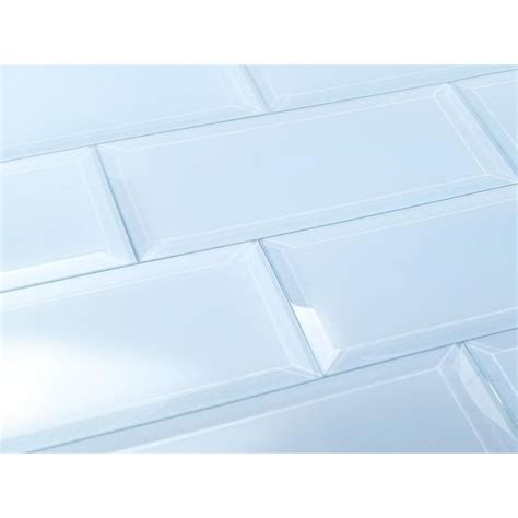 Abolos Frosted Elegance Matte Blue Beveled Subway 3 In X 12 In Glass