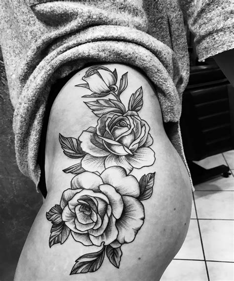Black and white rose flowers and skull tattoo designs. Rose Tattoo Hip ️ | White rose tattoos, Hip tattoo, Rose ...