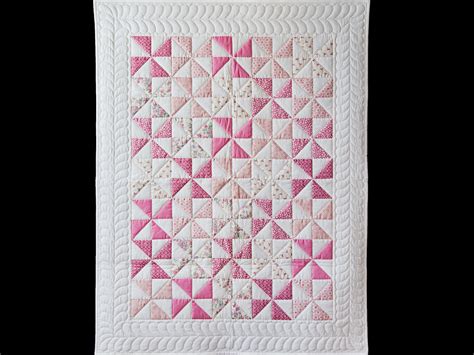 Lovely Floral Rose Pink And Cream Pinwheel Quilt Connie Lapp Quilts