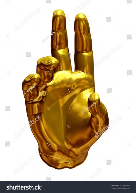 Hand Gesture Blessing Gold Front View Stock Illustration 409565665