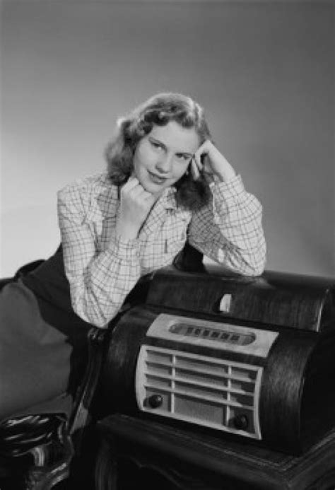 Studio Portrait Of Young Woman Listening To Radio Poster Print 18 X 24