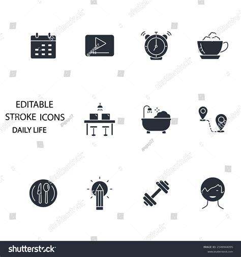 Daily Life Icons Set Daily Life Stock Vector Royalty Free 2149944095
