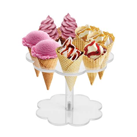 Buy Clear Acrylic Ice Cream Cone Holder With Holes Waffle Hand Roll Sushi Decorative Stand