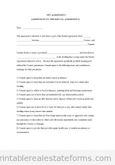 A pet addendum is an additional document that is added to the lease agreement and is legally binding on both parties. Free Printable Pet Addendum Forms -Owners Pet Agreement