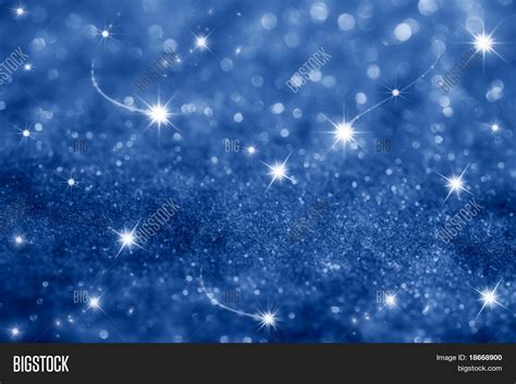 Dark Blue Stars And Glitter Sparkles Background Super Macro Shot