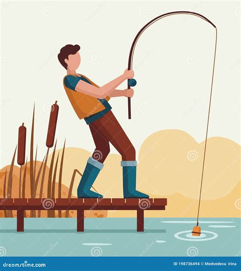 Man Fishing Dock Stock Illustrations Man Fishing Dock Stock