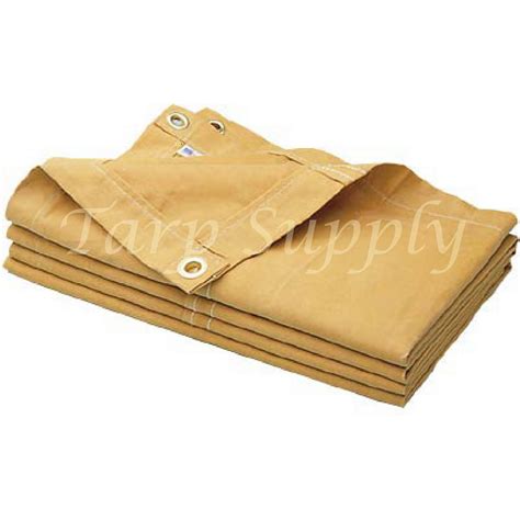 8x14 16oz Tan Treated Canvas Tarp With Grommets