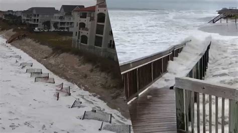 Hurricane Florence Video Waves Pummel North Topsail Beach As Storm